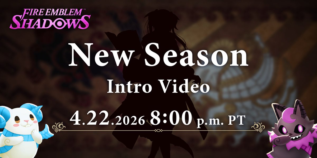 Video Release Announcement

A preview video for a new season will be released on Wednesday, April 22!
Hmm... Who's silhouette could this be? 👀

Stay tuned! ♪

#FEShadows
#FireEmblem