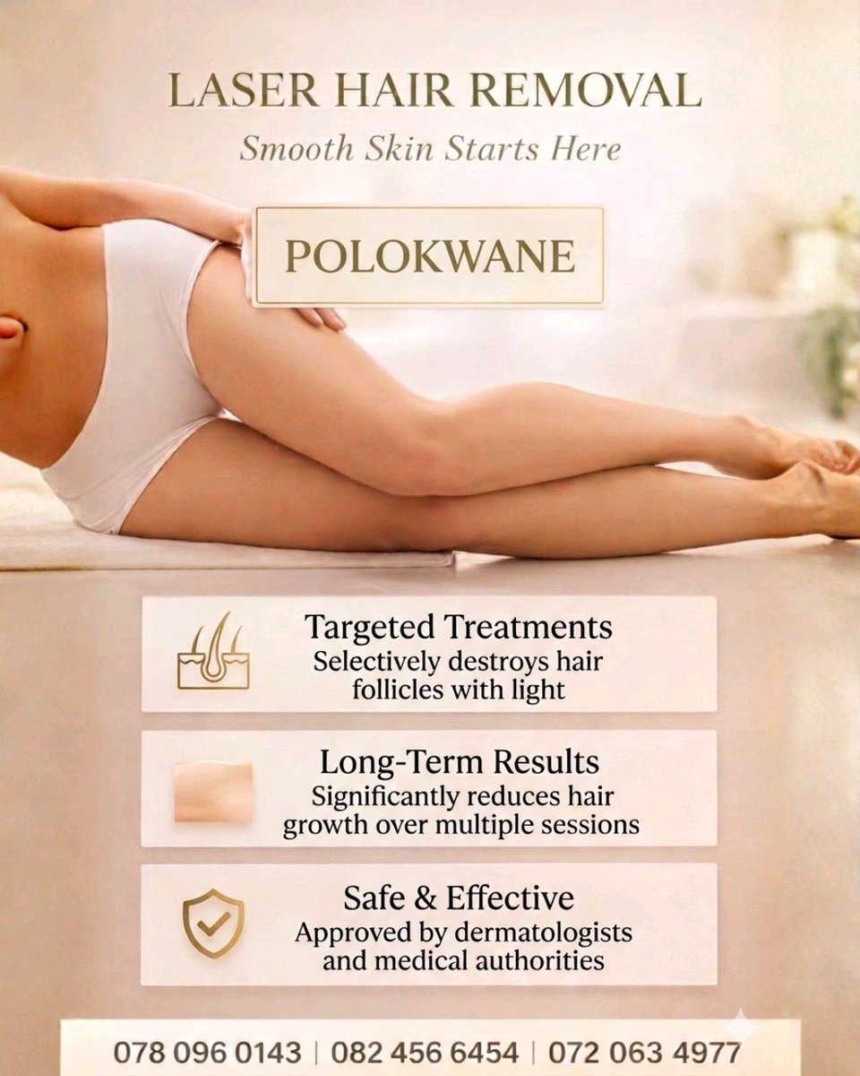 Pages_Potties's tweet image. ✨ Smooth skin starts here! Discover the best laser hair removal in Polokwane - targeted, effective, and safe for lasting results. Call today for bookings: 078 096 0143 or 082 456 6454. #PolokwaneBeauty #LaserHairRemoval #FeelConfident