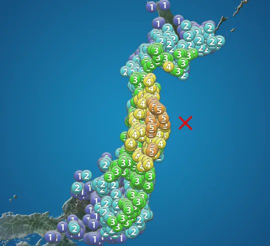 wni_jp's tweet photo. 【地震情報】
04月20日 16:53 震度5強
震源：三陸沖 M7.5 深さ約10km

最新地震情報
https://t.co/yRos8C0s7d https://t.co/IQ3ovClowg