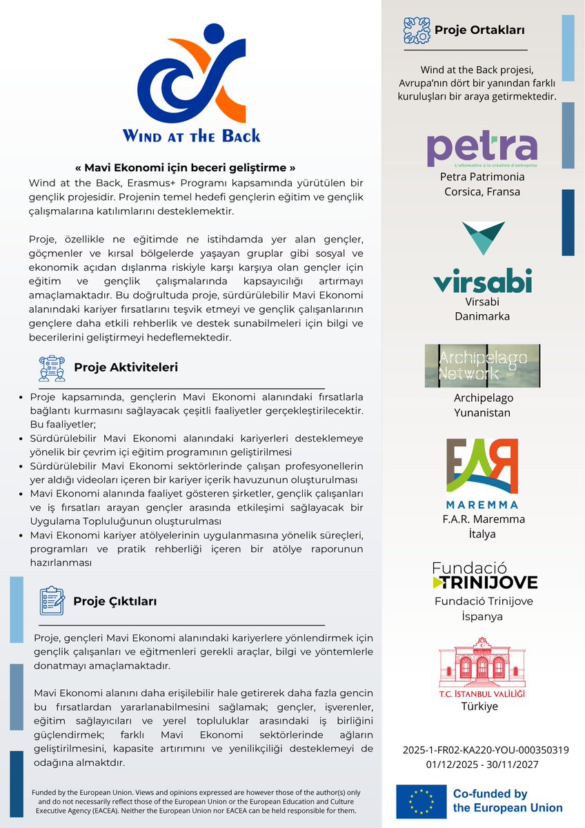 Wind at the Back Projesi Broşürü Yayınlandı

abmerkez.com/wind-at-the-ba…

<a href="/EU_Commission/">European Commission</a> 

#ErasmusPlus #Erasmus #Erasmuslife #epluspeople #maviekonomi  #ErasmusProject   #SürdürüebilirYaşam