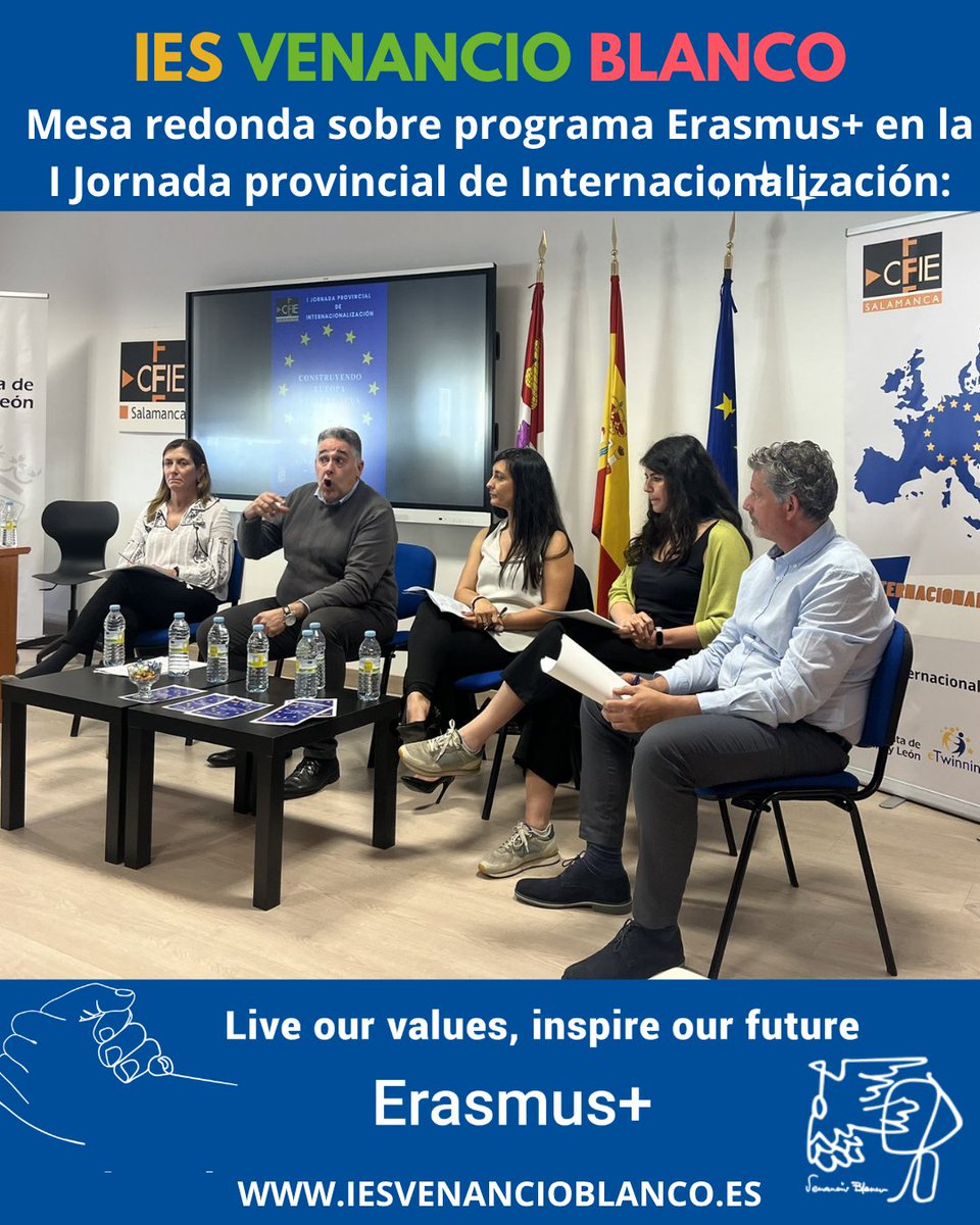 IESVENANCIO's tweet image. 🌍🎓 EL #IESVenancioBlanco participa en la Mesa redonda sobre #ErasmusPlus en la I Jornada Provincial de Internacionalización.

Moderada por Antonio M. Seoane  @iesvenancioblanco y con la participación de  @SalinasVoz  @CMontessori @cfiesa_erasmus @CFIE_CR.
#internacionalizaCyL