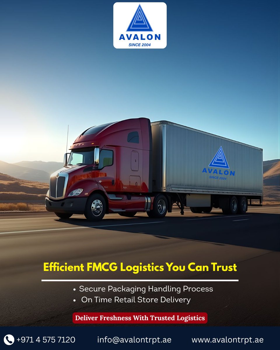 Avalontranspor's tweet photo. Avalon Transportation ensures efficient FMCG logistics with secure packaging, timely retail delivery and freshness you can trust.
https://t.co/l5pRqC3X6g

#FMCGLogistics #SupplyChainSolutions #AvalonTransportation #OnTimeDelivery #SecureHandling #RetailDistribution https://t.co/Ls2FnDuZA0