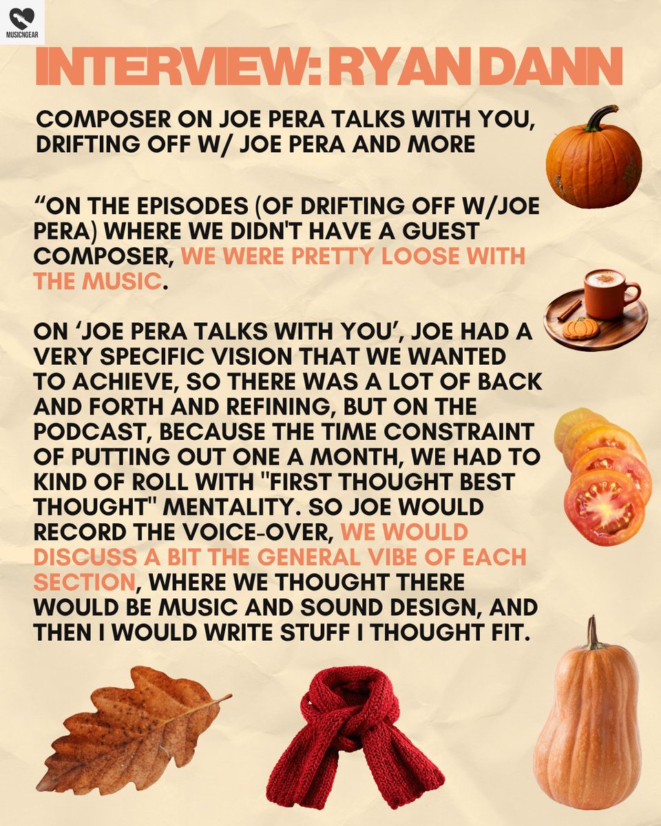 MUSICnGEAR's tweet image. Composer Ryan Dann (Joe Pera Talks With You and Drifting off with Joe Pera) talks Ableton as an instrument, sleep-music composition, imperfect mixes with personality, and more.

Read the full interview:
musicngear.com/blog/interview…

#composer #musicinterview #joepera