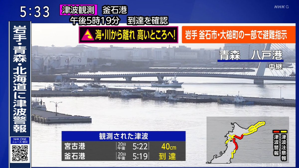 siz33's tweet photo. 観測された津波　宮古港　釜石港
#津波 #TUNAMI #緊急地震速報 #地震 #nhk #nhkgtv #nhk_news https://t.co/hjX8Wb40lY
