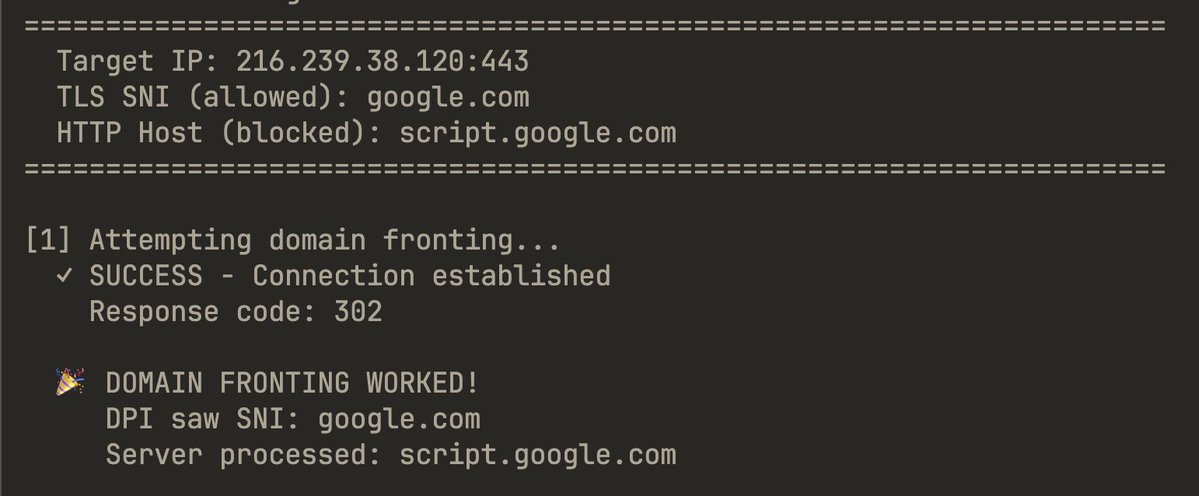 گوگل روی سرویساش جلوی دامین فرانتینگ رو نمیگیره. میتونید با اس‌ان‌آی google.com به سرویسای دیگه‌ش هم وصل شید. 
حالا گوگل کلی سرویس داره که میتونه کمک کنه ترافیک https رو که ارباب الان اجازه عبور میده رو بفرستید جای دیگه‌ای و DPI هم هیچکاری نمیتونه بکنه :)))