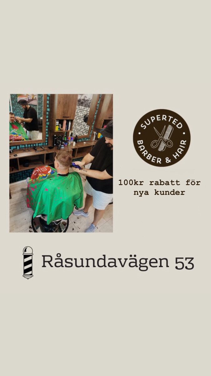 thedstro's tweet photo. Dags att boka tid för vårfrisyren!?

För att fira att våren och solen är här igen erbjuder jag nu 100 kr rabatt för nya kunder på alla bokningar under hela april och maj. 
Ta tillfället i akt att uppleva det bästa av den svenska våren med en glassig frilla och/eller skägg. https://t.co/YfUfHtHHAN