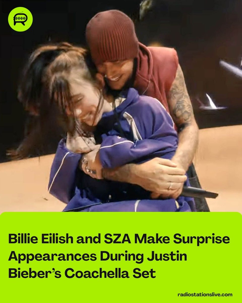 RSLdirectory's tweet photo. 🎤 Bieber brought out Billie Eilish for “One Less Lonely Girl” at Coachella Weekend 2, plus an acoustic “Snooze” with SZA. Surprise guests, throwback vibes, and a major 2026 streaming spike.

🎧 https://t.co/yG7VCTuCG0

#JustinBieber #Coachella #BillieEilish #SZA https://t.co/as66xhhIxA
