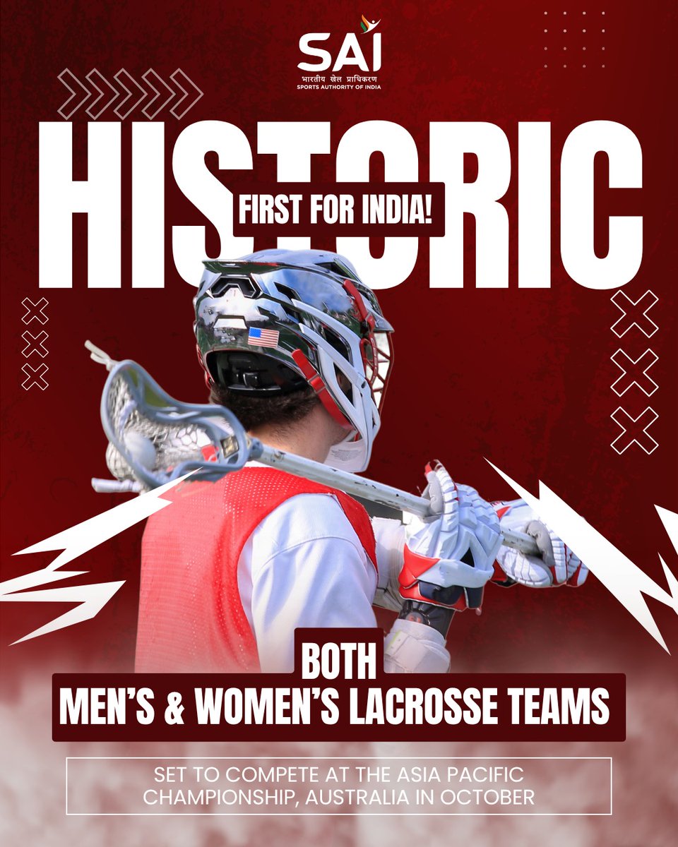 Media_SAI's tweet image. History in the making 🇮🇳🔥

For the first time ever, both India’s Men’s &amp;amp; Women’s Lacrosse teams are set to take the field at the Asia Pacific Championship this October in Australia.

A new chapter begins. A new sport rises. 💪🥍

#HistoricMoment #LacrosseIndia #TeamIndia