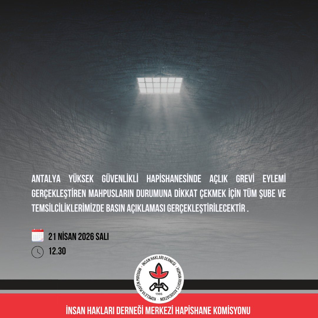 Antalya Yüksek Güvenlikli Hapishanesinde Açlık Grevi Eylemi Gerçekleştiren Mahpusların Sevk ve Refakatçi Talepleri Derhal Kabul Edilmelidir

#YaşamaSesVer