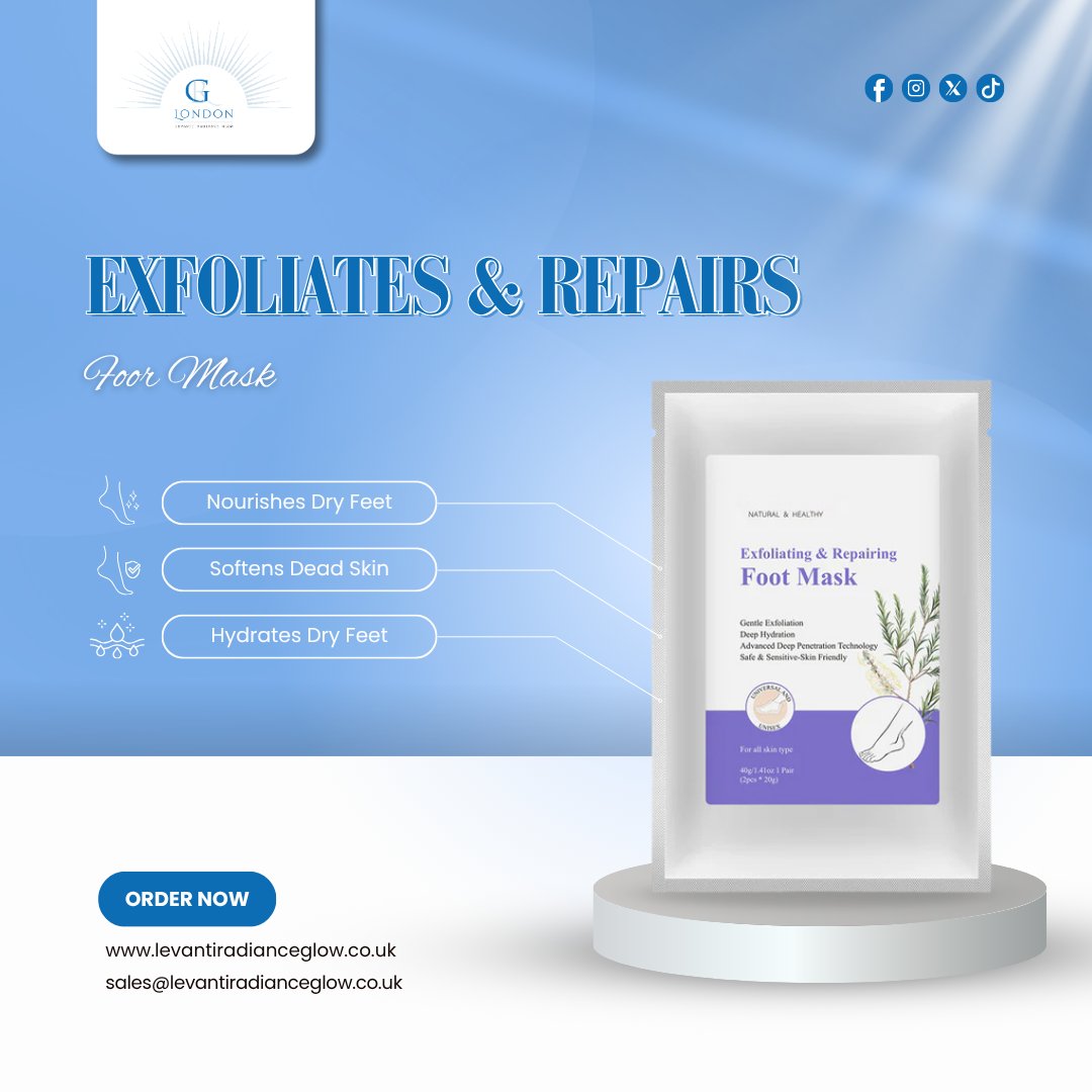 levantiradiance's tweet image. ✨ Transform Your Feet with Exfoliating &amp;amp; Repairing Foot Mask ✨

Pamper your feet with our Foot Mask that nourishes, exfoliates, and helps restore soft, smooth, and refreshed skin.

📲 Order Now:
📧 sales@levantiradianceglow.co.uk
🌐 levantiradianceglow.co.uk
