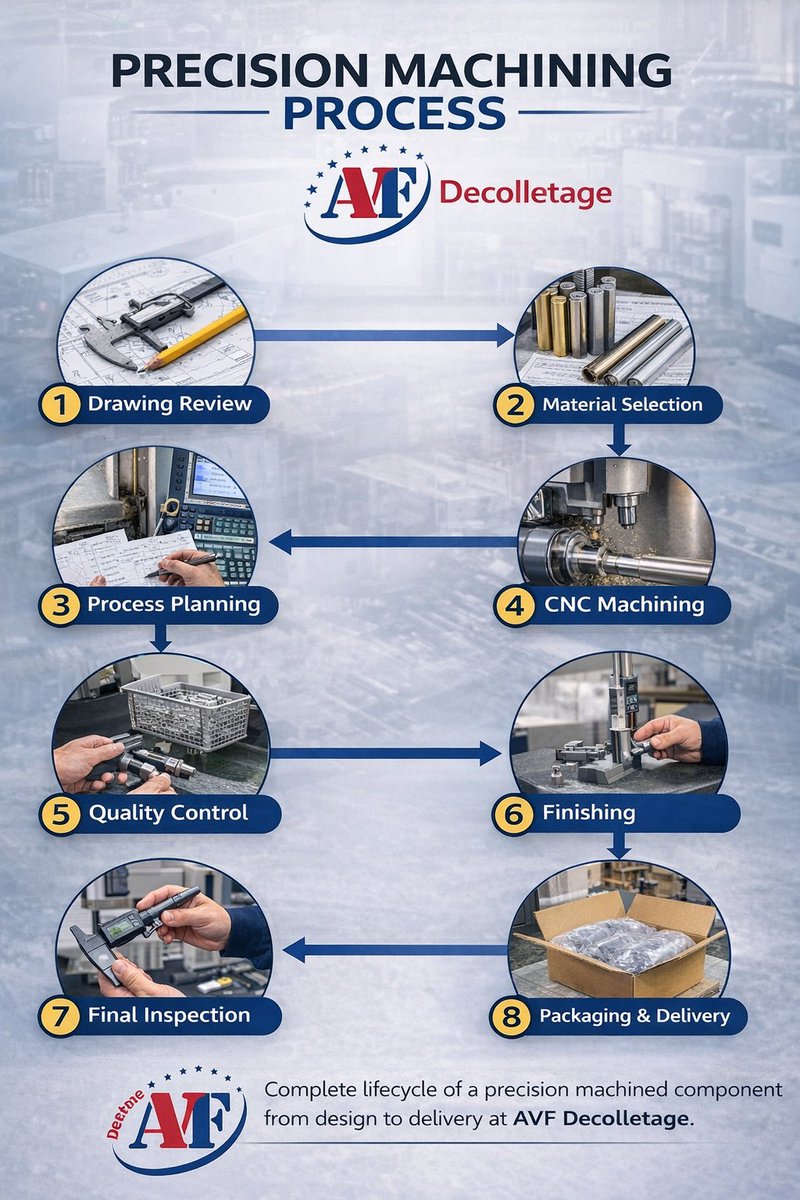 FrankyAVF's tweet image. From drawing to delivery — precision machining is a full process, not just production.

See how AVF Decolletage ensures quality at every step:
👉 avfdecolletage.com/precision-mach…

#CNC #PrecisionMachining #Manufacturing