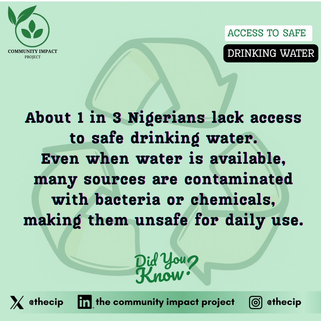 thecip_ng's tweet photo. What if your daily water isn’t safe
1 in 3 Nigerians face this
Disease spreads
Communities struggle
Some survive on just 4L/day
Solutions exist
Action is the gap
Take one action today
Share this or educate someone
#CIP #CIPimpact #safewater #SDG6 #sustainability https://t.co/cVDRpTI4xM