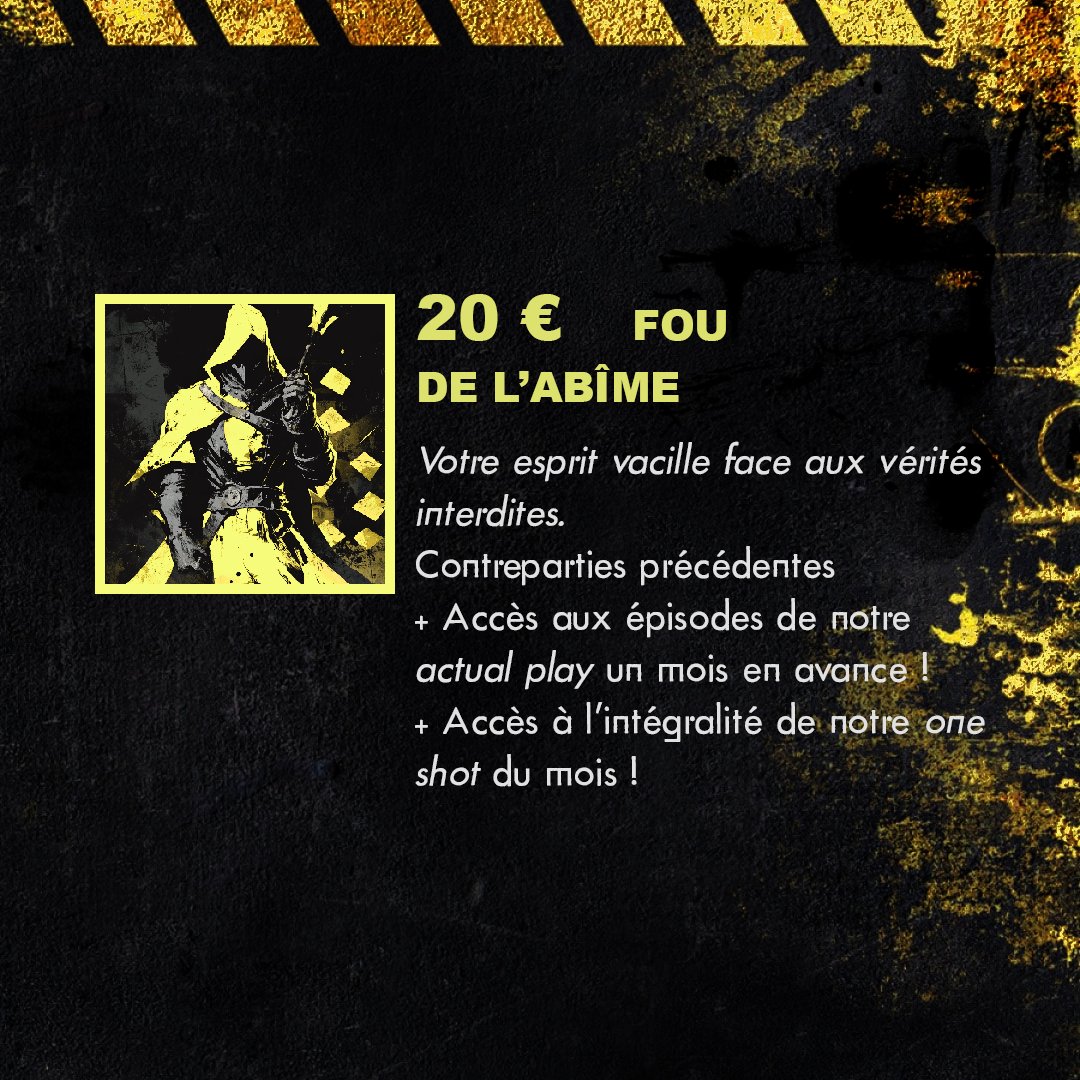 criticalplayjdr's tweet image. 🚨 Attendez attendez !? Vs ne savez pas quelles sont les superbes contreparties de notre @Tipeee_Officiel ? 
🎲Des ones shots en avance, des scénarios, des persos clin d'oeil, etc. 🤩
#jdr #rpg #ttrpg  
Et ça commence MAINTENANT, ici 👇
fr.tipeee.com/critical-play