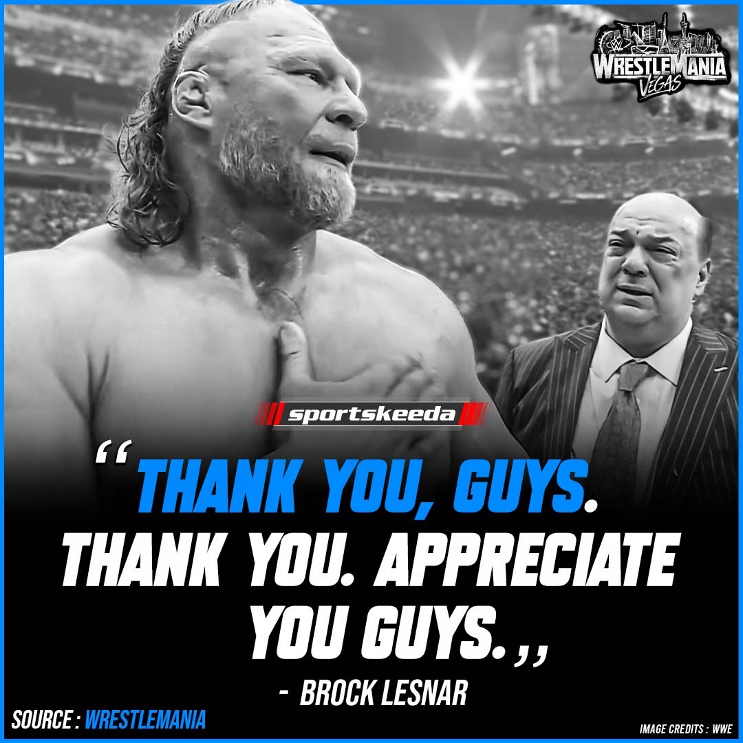 SKWrestling_'s tweet photo. Brock Lesnar thanked the crowd for cheering him on as he left the building one last time!

#WrestleMania https://t.co/xjtocdBNTn