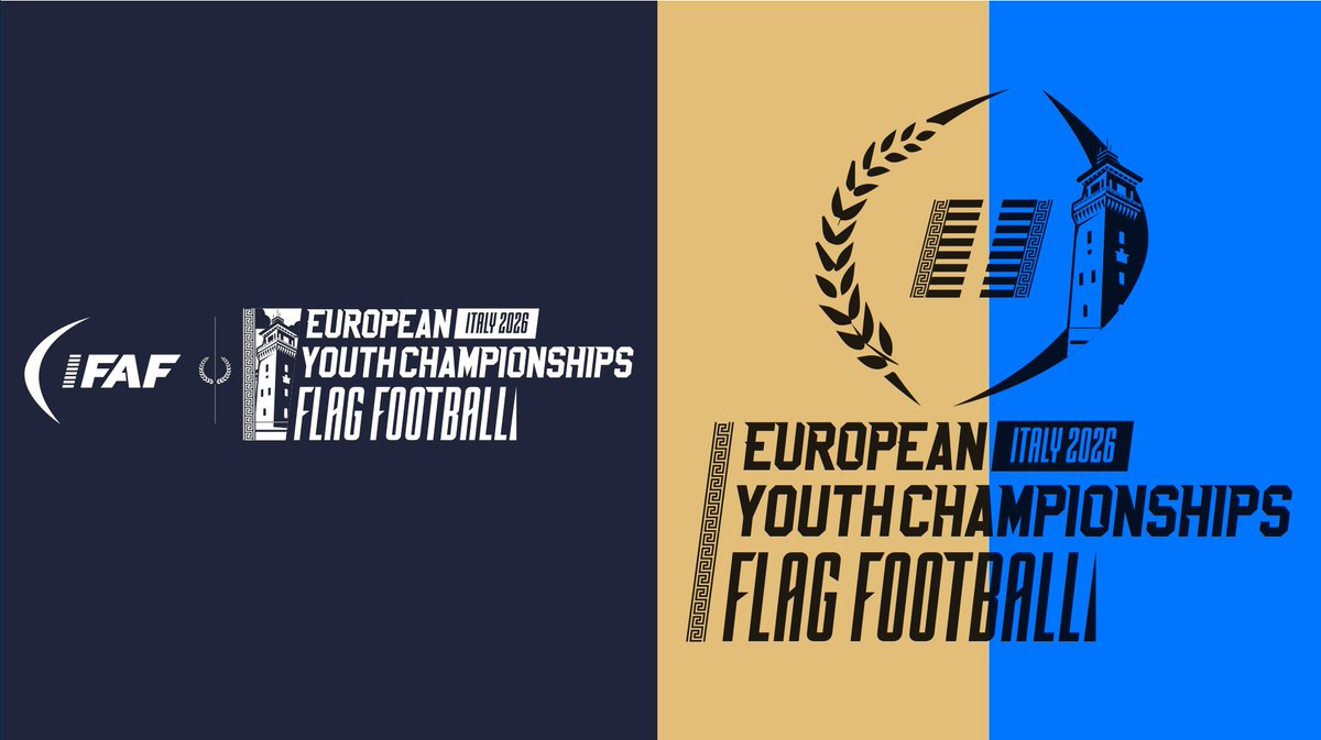 SpartanCreation's tweet image. 🎨 🏈 New project w/ @IFAFMedia 

Direction la province de Ferrara, pour les European Youth Championships Flag Football Italy 2026.
Pays d'histoire , je me suis inspiré du Castello Estense (Ferrara), avec la couronne de lauriers et les motifs italiens. 

#smsports #logotype