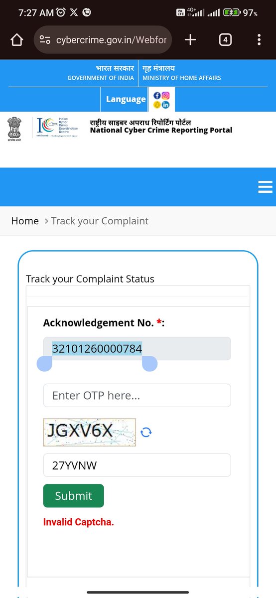prashant30695's tweet photo. @Cyberdost @HMOIndia @GoI_MeitY @MyGovHindi @mygovindia @_DigitalIndia @Uppolice @bareillypolice सादर निवेदन है, मैं सुलतानपुर (UP) का निवासी हूँ। मेरे साथ ₹2,94,000 की साइबर धोखाधड़ी हुई है। इसकी E-FIR (संख्‍या: 52173700126075) जबलपुर, MP में दर्ज है। अपराधी का नंबर अभी भी सक्रिय है, कृपया उचित कार्रवाई में मदद करें। https://t.co/nMA3UypmCu