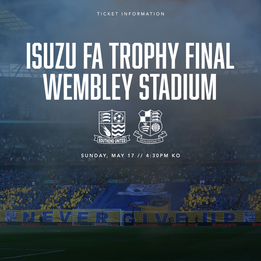 SUFCRootsHall's tweet photo. 🚨 Tickets for our Isuzu FA Trophy Final are now on general sale!

Head to our website to purchase 👇