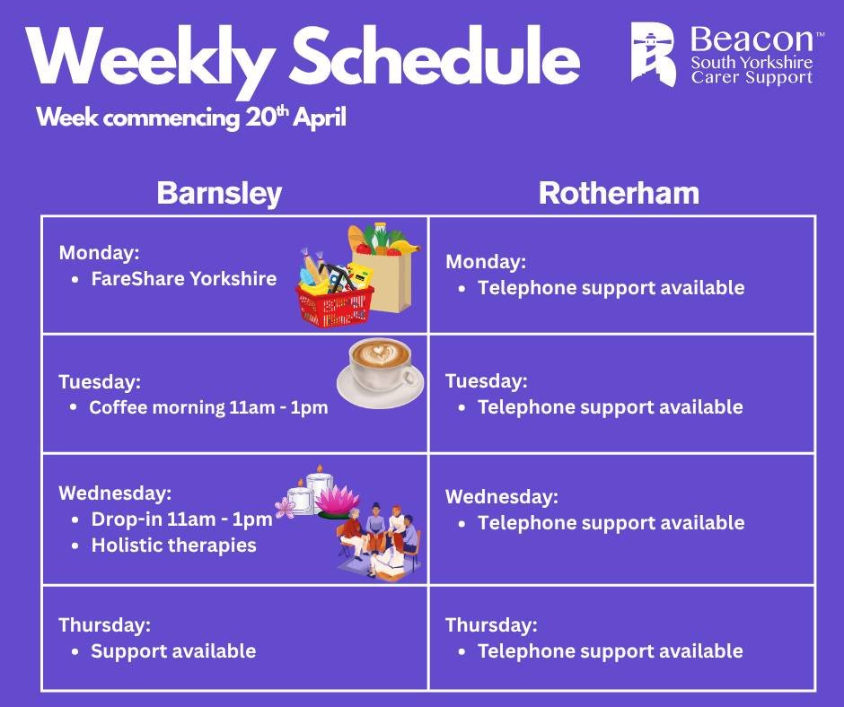 Stag_RosePPG's tweet image. #weekahead @BeaconSY - Caring for Carers 

DAILY Telephone Support: Only a phone call away.....

For further information please contact either -
🟣 Kerry Lawton: 079551 22893
🟣 Barnsley office: 01226 814012

There for YOU💜#carerssupport #carers #youmatter #recoveryproject