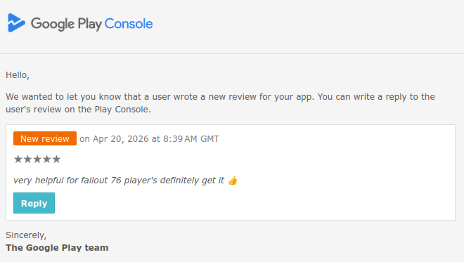 nukaknights's tweet image. Another great review of the Nuka Knights App! 
Thank you for all your support! #fallout76 
nukaknights.com/app.html