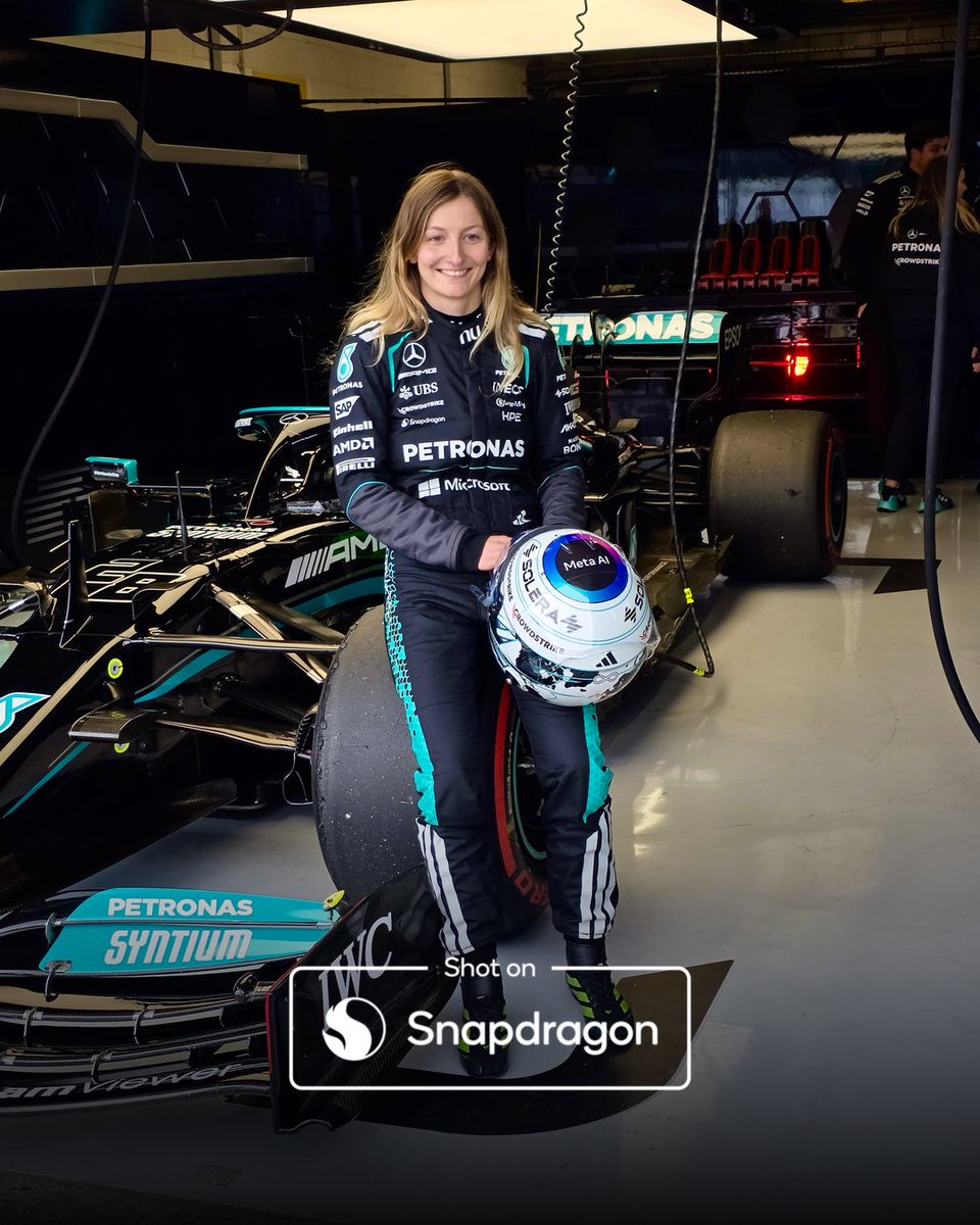 MercedesAMGF1's tweet image. A peek behind the scenes as Doriane achieves her dream of driving an F1 car 👊 

#ShotOnSnapdragon | @Snapdragon