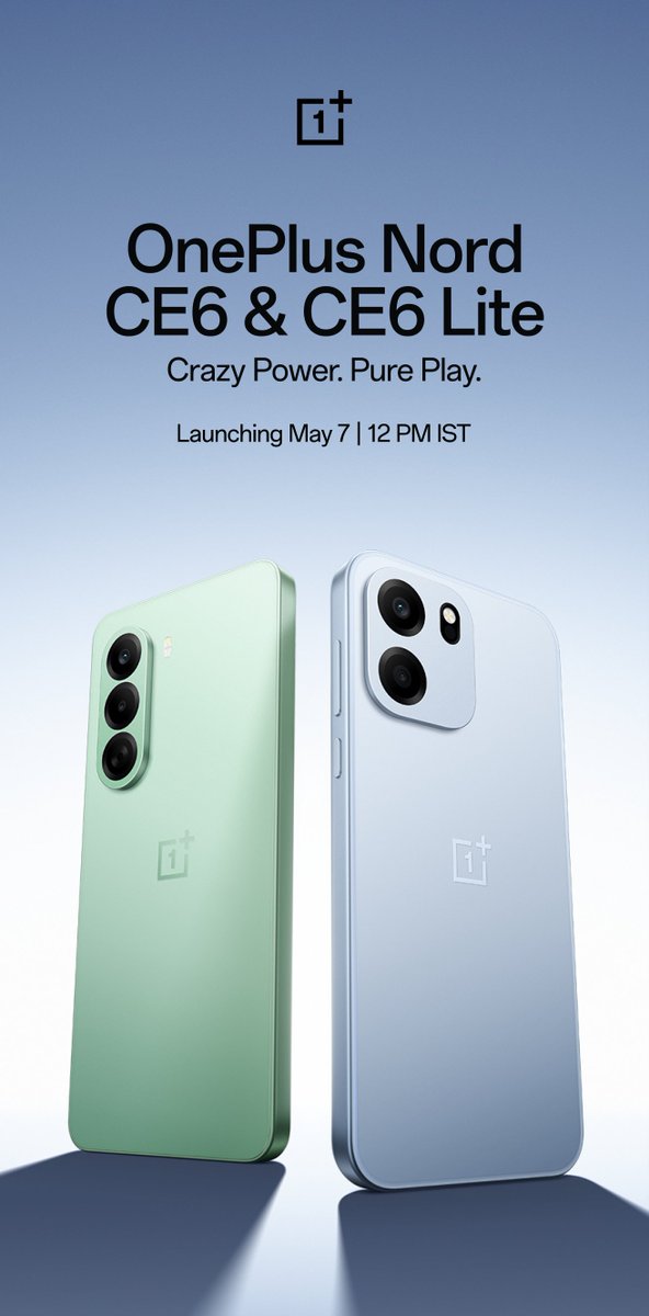 vinishkeshri12's tweet image. #OnePlus Nord CE 6 &amp;amp; CE 6 Lite are launching on 7th May in India 🇮🇳

Nord CE 6 ✅ Specs:
📱 6.78" 1.5K 144Hz AMOLED, 1800nits HBM, 3840Hz PWM, 3200Hz TSR
🦾 Snapdragon 7s Gen 4
👆 Touch Reflex Chip
🔋 8000mAh
🔌 80W &amp;amp; 27W Reverse
💪🏽 MIL-STD-810H certified
☔ IP66/68/69/69K

🧵1/2