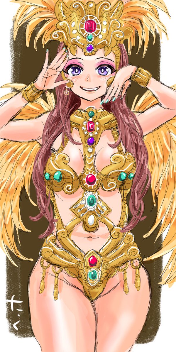 A9HaKZFqKEZNyga's tweet image. サンバガール１００💃🏻完成 
#イラスト #illustration