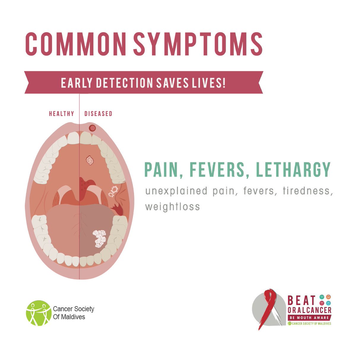 CancerSocietyMV's tweet photo. Early detection is our best defense against oral cancer, and being Mouth Aware can truly save lives. While symptoms can vary, it is vital to stay proactive and seek medical advice if you notice persistent changes.

#BeatOralCancer #BeMouthAware #CSM https://t.co/4XBulig9Eb