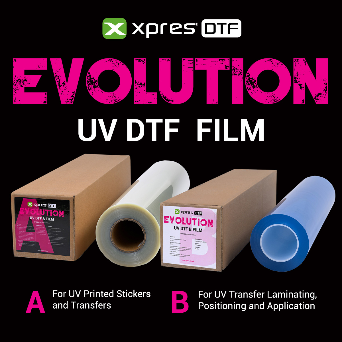 xpres_uk's tweet image. Discover our NEW Xpres UV DTF Evolution A and B Film, the ultimate solution for UV DTF printing! Designed to work seamlessly together, these films make it easy to achieve vibrant and sharp transfers.

Shop now 👉 f.mtr.cool/fqckwblodi

#UVDTF #UVPrinting #DTFPrinting