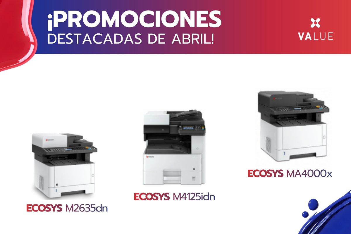 Value_Creciendo's tweet image. Abril viene con oportunidades que no conviene dejar pasar.

En VALUE seleccionamos equipos de Kyocera que combinan rendimiento, fiabilidad y condiciones competitivas para el canal:

✔️ ECOSYS M2635dn
✔️ ECOSYS M4125idn
✔️ ECOSYS MA4000x

#Value #Kyocera #CreciendoJuntos