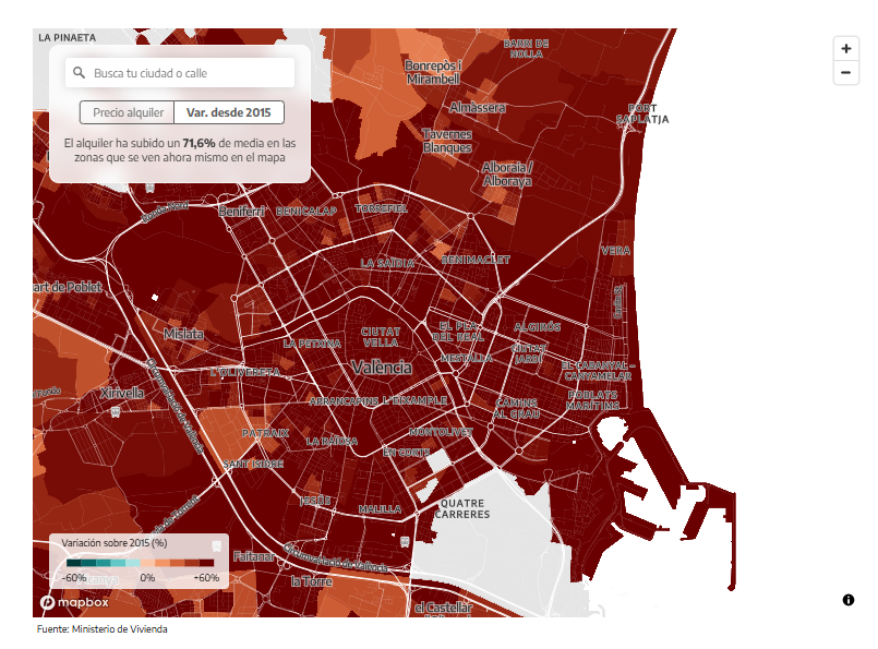 Una década de subidas sin tregua del alquiler: el mapa de cómo se han disparado los precios, calle a calle 

Busca tu ciudad o tu calle y comprueba cuánto ha aumentado el precio del alquiler desde 2015 eldiario.es/economia/decad…