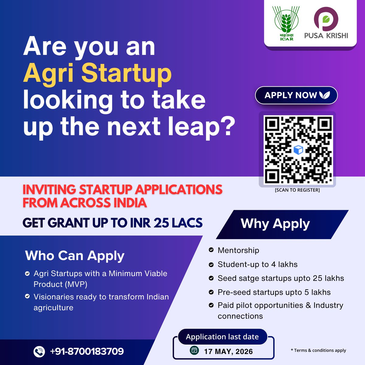 PusaKrishi's tweet image. Calling all agri-innovators across India!
Apply Now - pusakrishi.accubate.app/ext/form/23446…

#AgriStartups #Innovation #StartupIndia #AgriInnovation #StartupIncubation #IncubationProgram #IncubationSupport #StartupFunding #StartupMentoring #StartupGrant