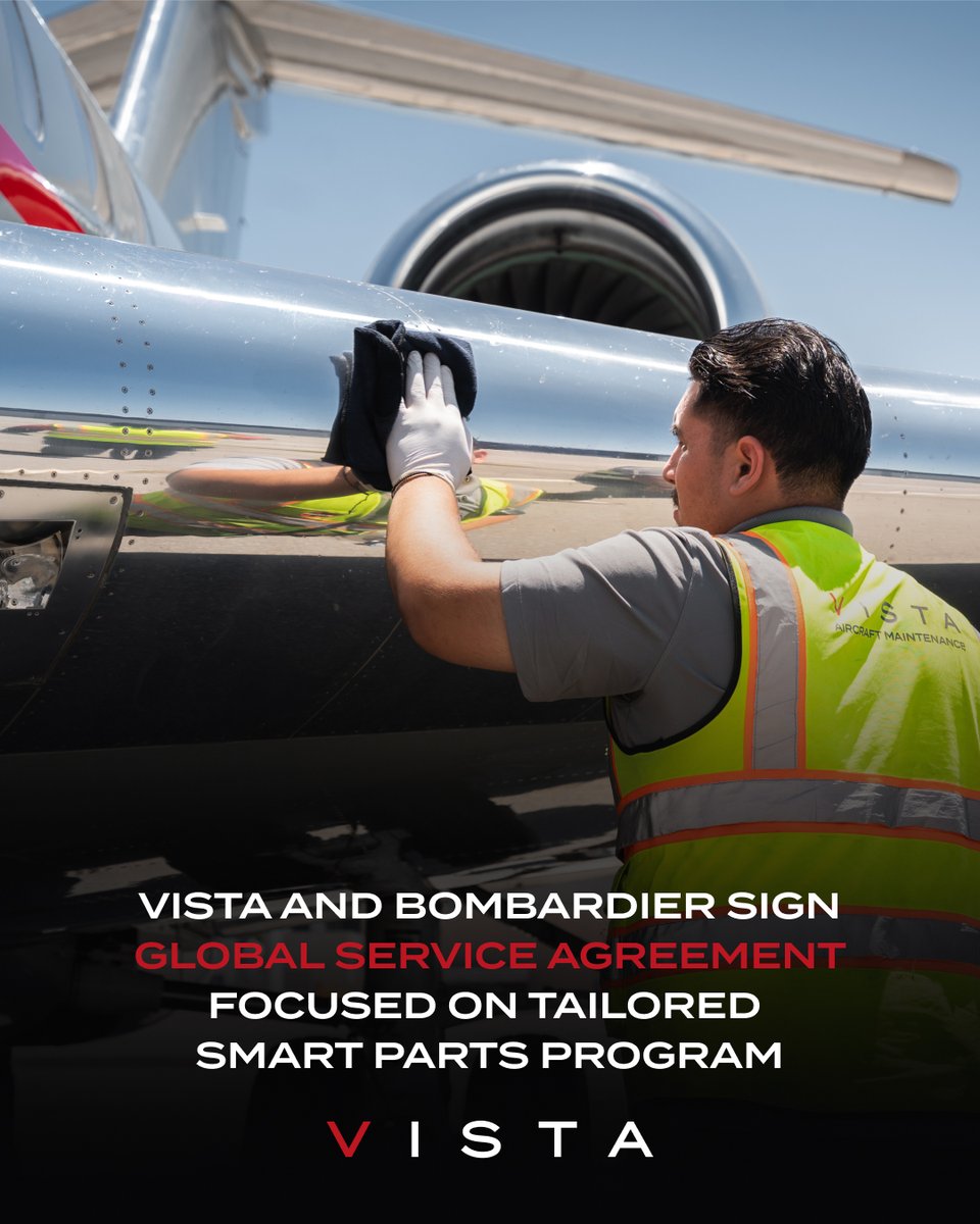 vistajet's tweet photo. #Vista reinforces its commitment to delivering exceptional client experience in any corner of the world as we announce a services agreement centered on @bombardier's Smart Parts program: https://t.co/6uRQzPxQXB

#VistaJet #Bombardier #privateaviation #privatejet #bizav https://t.co/JrAMF0arxq