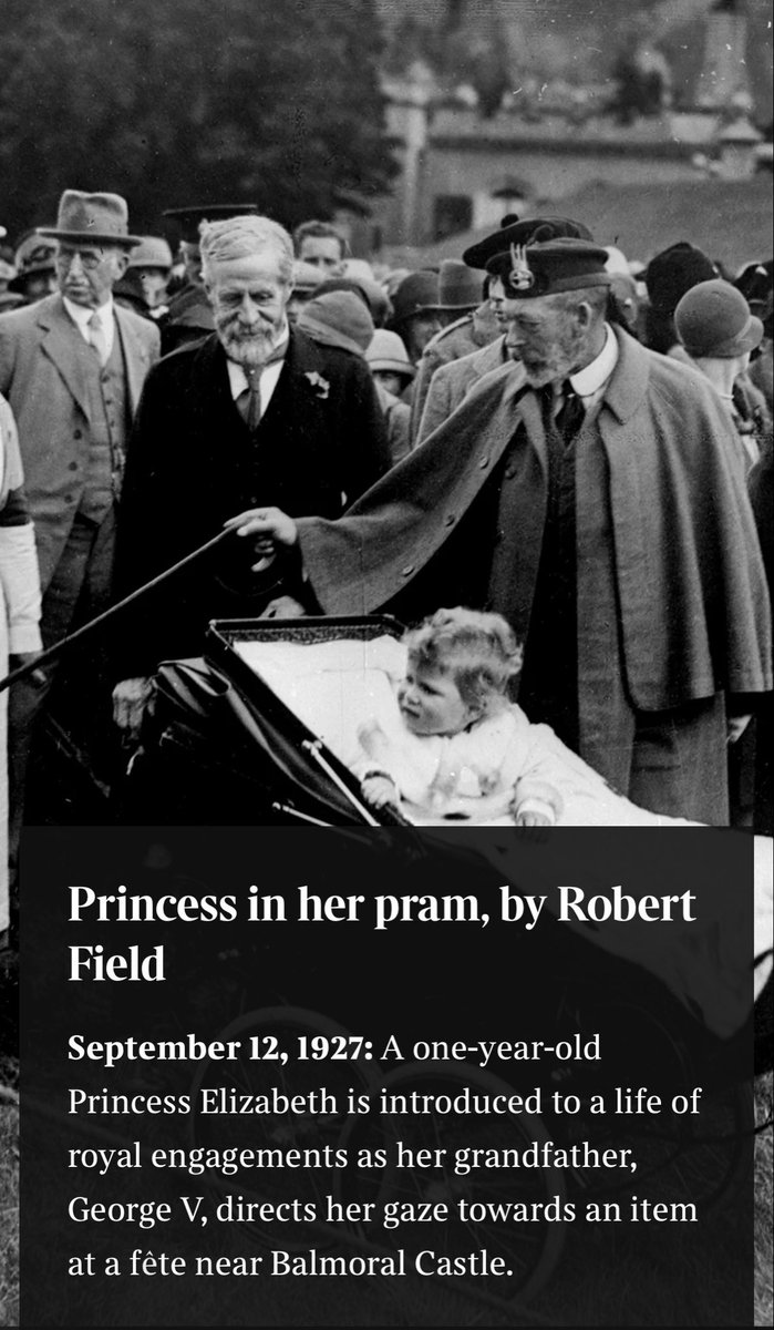 “Grandpa England” she called him. He adored his granddaughter and claimed she was his favourite companion. 

This photo from Kate Mansey and the Times’s new book: Princess Elizabeth in a pram with her grandfather George V at Balmoral —