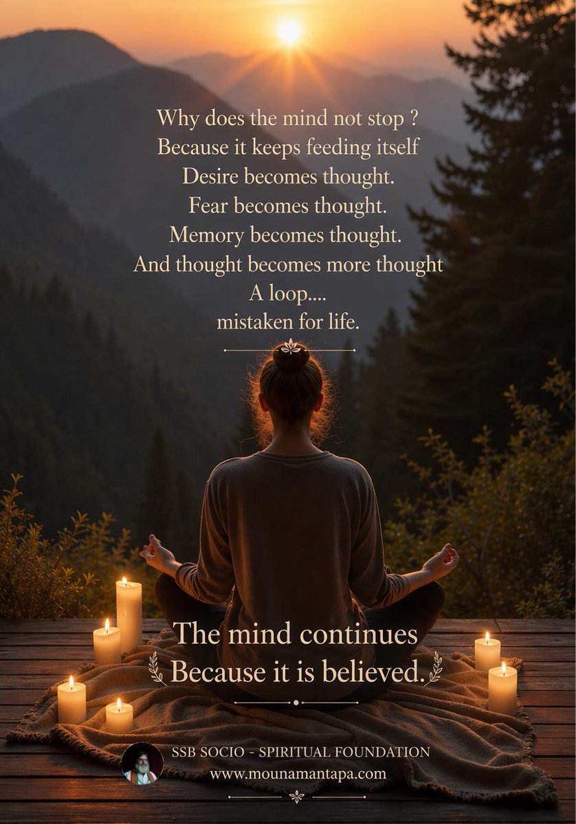 mounamantapa's tweet image. The mind continues because it is believed.

A loop mistaken for life.

#Awareness #Mindfulness