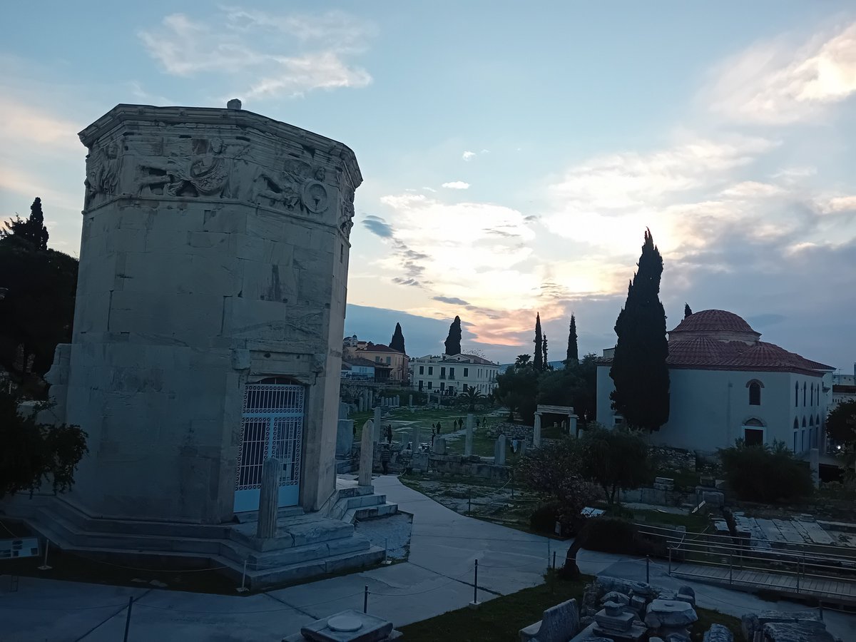 DrJEBall's tweet image. Sunset over the #Roman agora in Athens