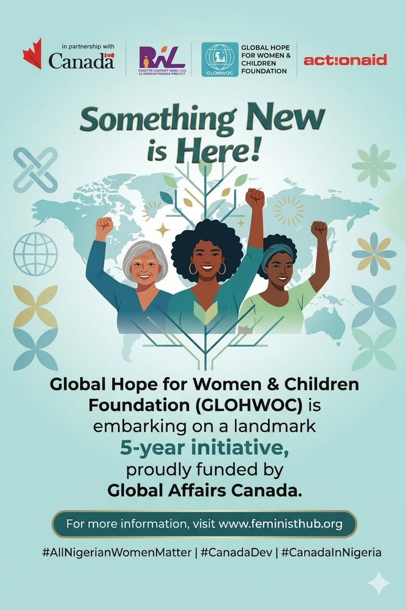 GLOHWOC1's tweet photo. BIG NEWS!!!!
GLOHWOC, with @ActionAidNG, launches a 5-year project under the RWVL in Kwara State to tackle GBV, empower women, and drive social change, funded by @CanHCNigeria
👉🏽 https://t.co/nb5U8lN9pJ to learn more.
#AllNigerianWomenMatter #CanadaInNigeria https://t.co/2oMRQXGM3f