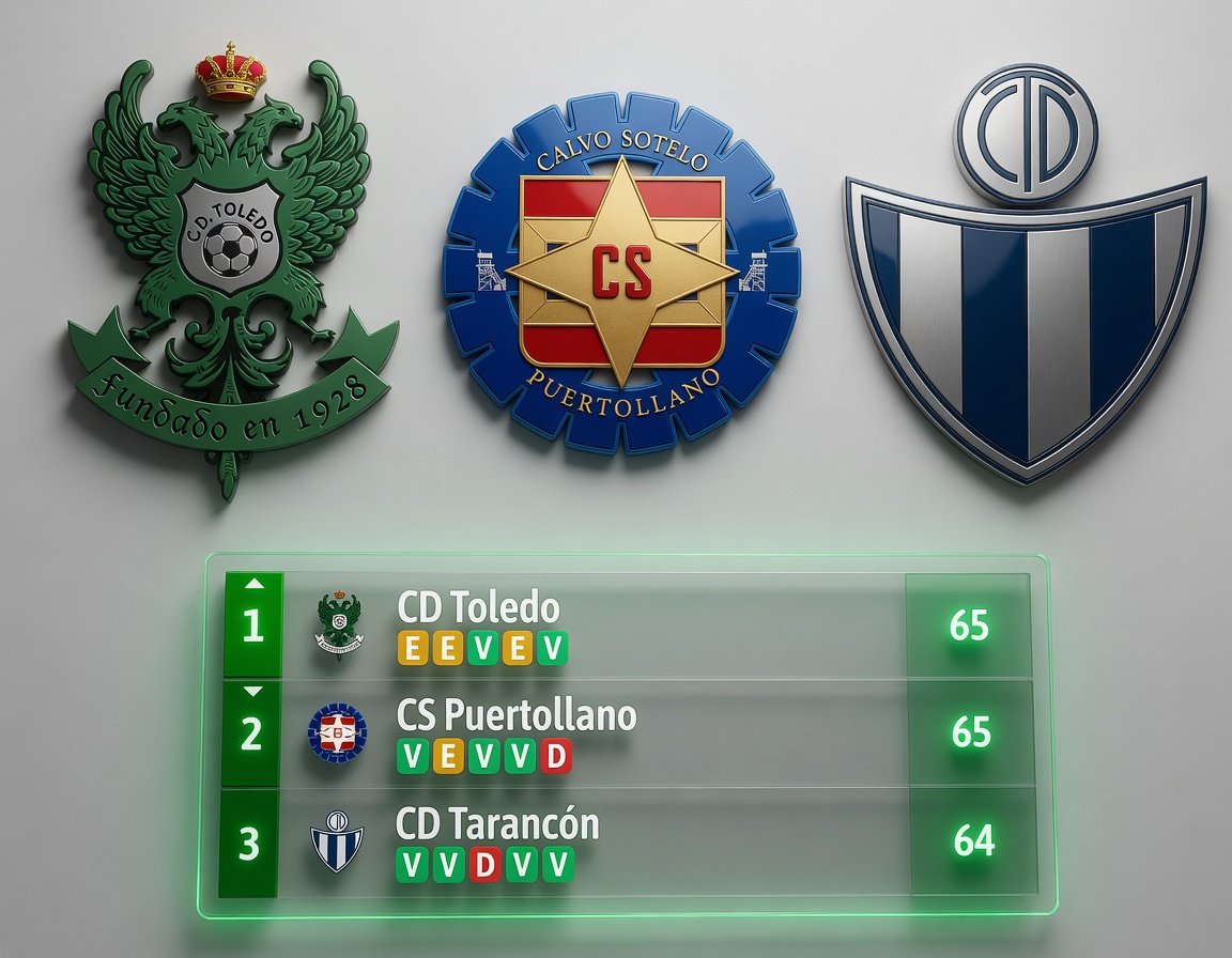 Tremenda la lucha que hay en el Grupo 18 de Tercera Federación por conseguir el ascenso directo a Segunda Federación.

🛡️3 escudos en la pelea: <a href="/CD_Toledo/">C.D. Toledo 🦅💚⚪️</a>, <a href="/cspuertollanocf/">CS Puertollano CF</a> y <a href="/CDTarancon/">CD Tarancón</a> 

Y ojo porque hay un duelo directo entre Toledo y Calvo Sotelo, me parece Tarancón que va de