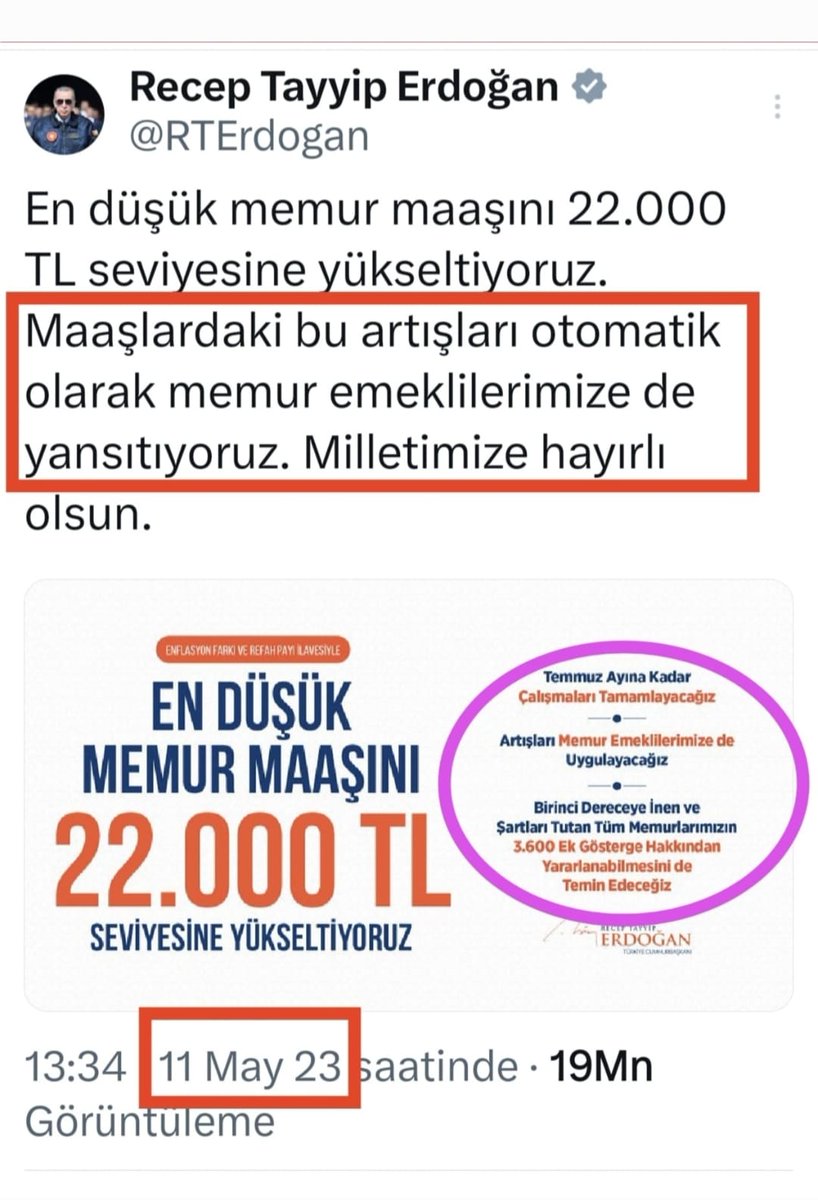 <a href="/Memur_Emekli33/">Memur Emeklileri Platformu 🇹🇷Ⓜ️☪️🇹🇷</a> Öncelikle #EmekliMemur un yasal seyyanen zam hakkı verilmelidir.Ortada yasa, Cumhurbaşkanın sözü var.Ama halen 35 aydır yasal hakkımızın iadesi yok.Yasal olan ama hukuksuzca gasp edilen hakların peşine düşün.
<a href="/RTErdogan/">Recep Tayyip Erdoğan</a> 
<a href="/AYMBASKANLIGI/">Anayasa Mahkemesi</a> 
<a href="/Akparti/">AK Parti</a>
<a href="/MHP_Bilgi/">MHP</a>
#MemurEmeklisineAdalet