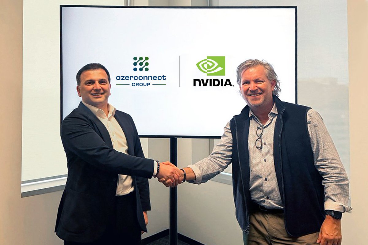 azerconnectaz's tweet photo. Azerconnect Group və NVIDIA tərəfdaşlıq müqaviləsi imzalayıb. Müqavilə “Azerconnect Group”un baş direktoru Emil Məsimov və “NVIDIA”nın baş vitse-prezidenti Cef Fişer tərəfindən ABŞ-də imzalanıb. https://t.co/XlmOtr2Nui