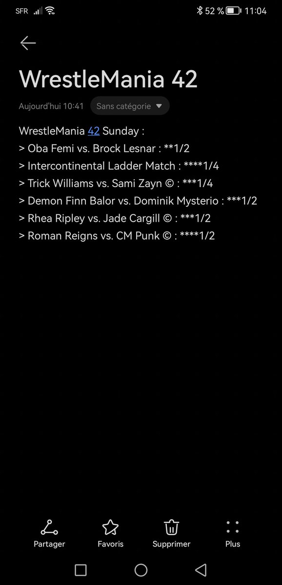 LuchaPrince's tweet photo. My #WrestleMania Sunday ratings https://t.co/CQgz1fqxKC