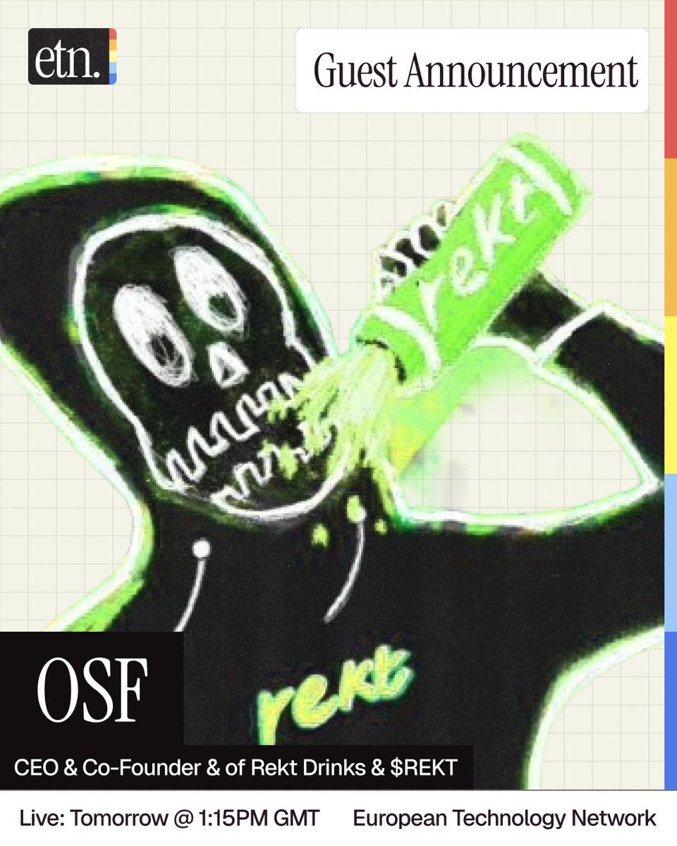 etnshow's tweet photo. OSF (@osf_rekt) Co-Founder &amp; CEO of Rekt Drinks (@rektdrinks) joins us live tomorrow at 1:15PM GMT to chat about launching their new beverage. https://t.co/jdPTxF67m0