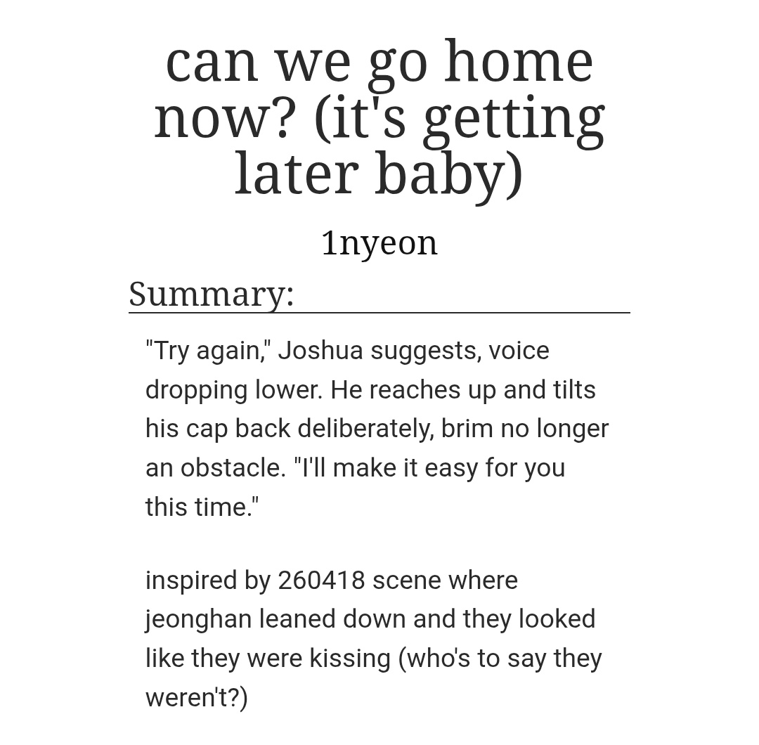 can we go home now? (it's getting later baby)
a #hongyoon au

🖇 archiveofourown.org/works/83457761

it was fun to write their back and forth banter! one of my favourite things about them really :)