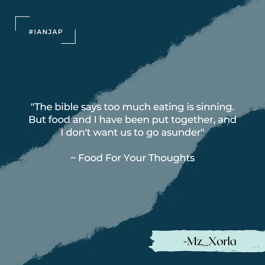 But this excerpt and us have been put together 

#IANJAP
🎙From: Food For Your Thoughts 
By: Mz_Xorla

And this is not just poetry !¡