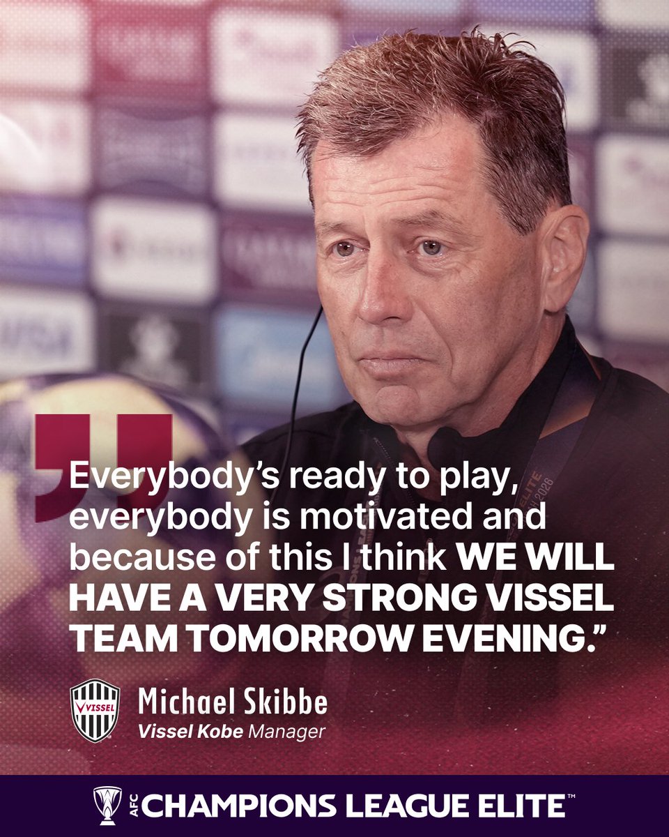 J_League_En's tweet image. Now, aiming to advance to the club's first-ever Final 🔥
Comments from Manager Michael Skibbe at the pre-match press conference💪

#JLEAGUE
#football
#ACLElite
#visselkobe