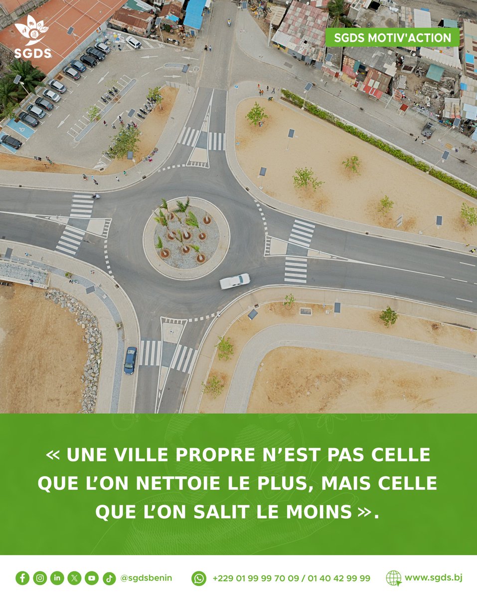 sgdsbenin's tweet photo. 🟢 SGDS MOTIV’ACTION

« Une ville propre n’est pas celle que l’on nettoie le plus, mais celle que l’on salit le moins.» 

La vraie solution, c’est de moins salir. Adoptons les bons comportements au quotidien.

🌟Bonne semaine à tous, dans la discipline et la conscience citoyenne https://t.co/ltzWqcModt