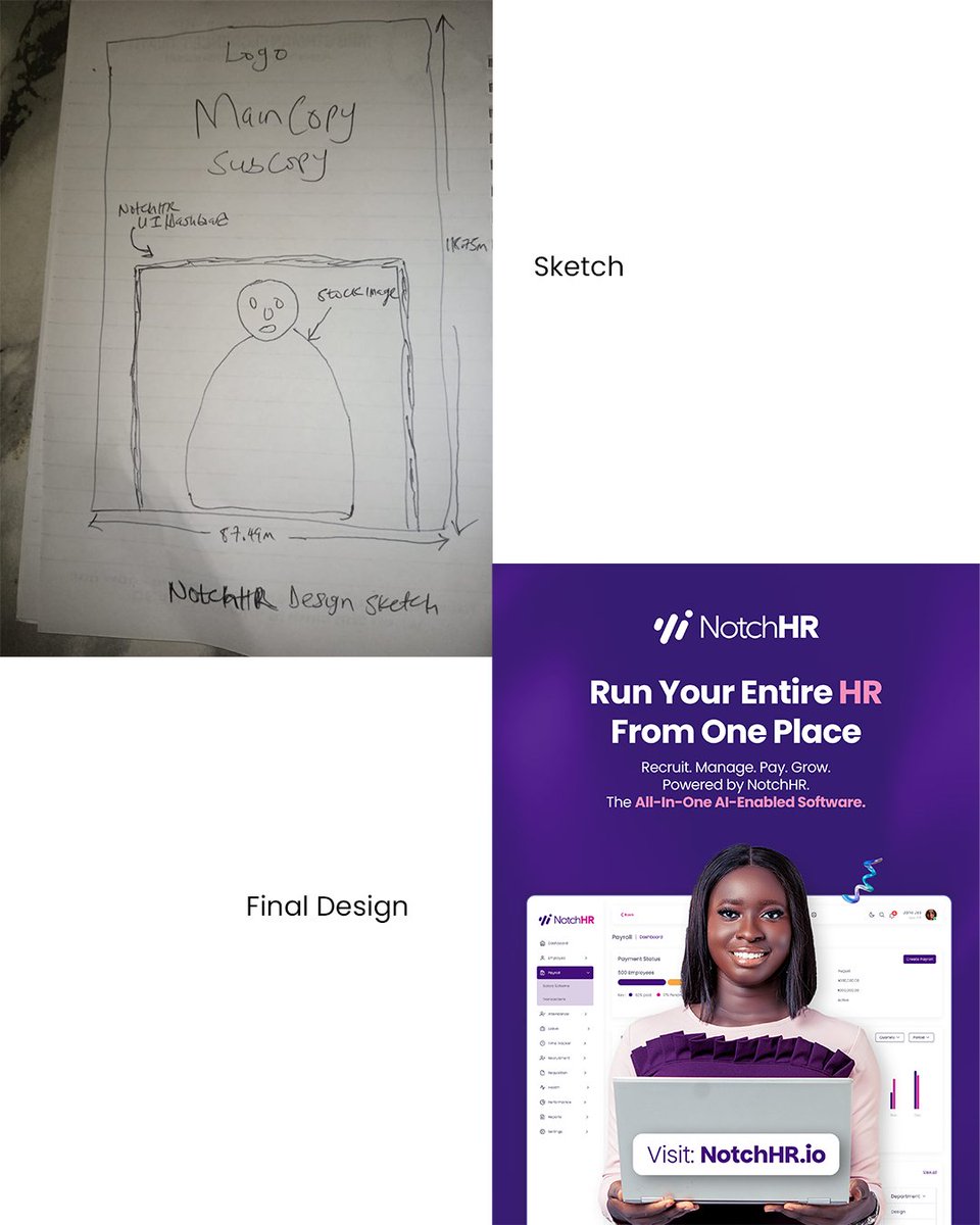 superjanded's tweet image. I designed this @NotchHR billboard from concept to execution, focusing on bold, clear visuals that communicate value instantly. 
 
@NotchHR isn’t just another HR tool, it’s a product I had the privilege of bringing to life visually, designed to support real business needs.

#OOH