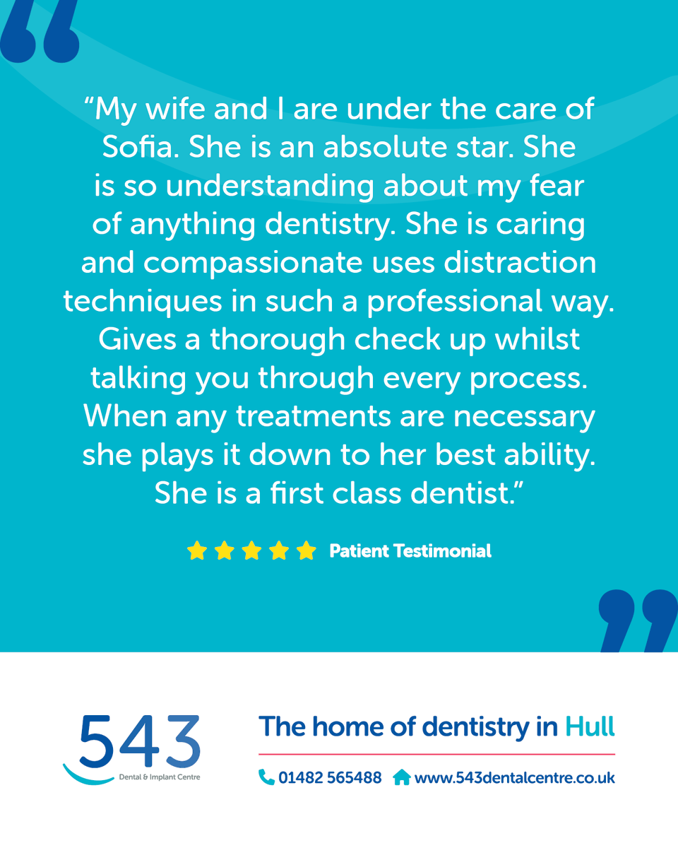 543DentalCentre's tweet image. 😊We're proud to have helped many patients overcome their dental phobia, so if your fears are stopping you from receiving dental treatment, send us a message! We'd be more than happy to speak with you! 

📞Phone 01482 565 488

#dentist #dentistry #hull #hullbusiness
