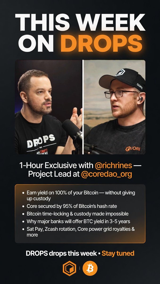 Velvet0shadow's tweet photo. This is one of the most insightful episodes.
DROPS drops this week. Stay tuned.
@richrines
@KevinWSHPod
@Coredao_Org
https://t.co/GOUHpszptP
#Bitcoin #CoreDAO #DeFi #BTCYield https://t.co/EuQN5ELR71