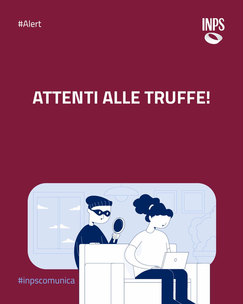 INPS_it's tweet photo. ⚠️ Attenzione ai falsi funzionari INPS!
Sono in corso dei tentativi di truffa presso il domicilio degli utenti.
Ricordiamo che l’Istituto non invia il proprio personale nelle abitazioni dei cittadini
👉Il vademecum: https://t.co/vPiqic5zxz
Inps Comunica https://t.co/Liqmg0DhzK