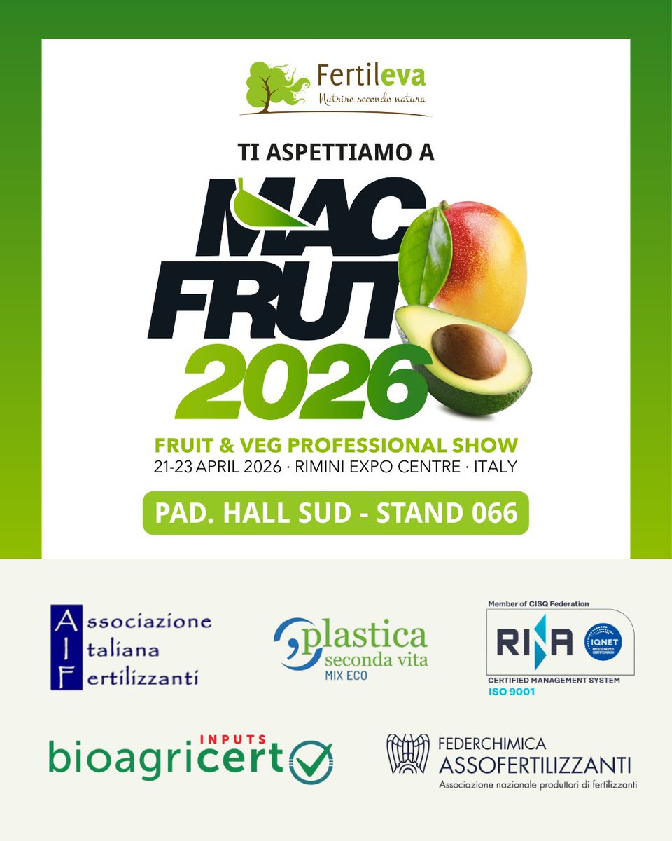 ✅ Affidabilità, responsabilità e trasparenza: principi che si traducono in azioni concrete ed impegno certificato.
A partire da domani, ti aspettiamo a Macfrut 🌱
🤝 Padiglione Hall Sud | Stand 066
#macfrut2026 #agricolturasostenibile #fertilizzanti #concimi #suolosano